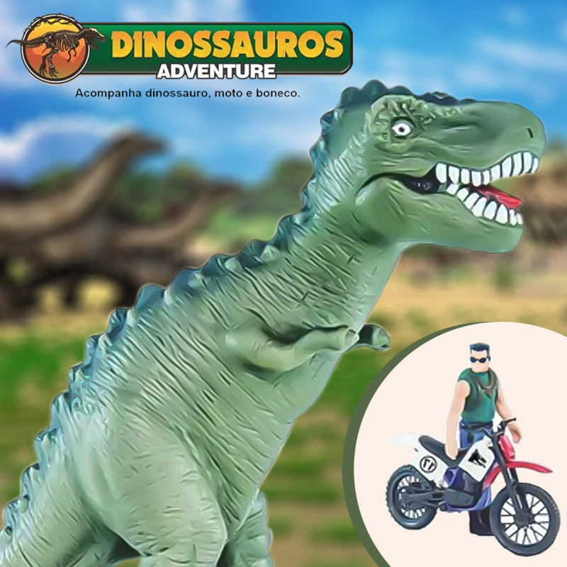 Kit Dinossauro Boneco e Moto de Brinquedo - Tem Tem Digital