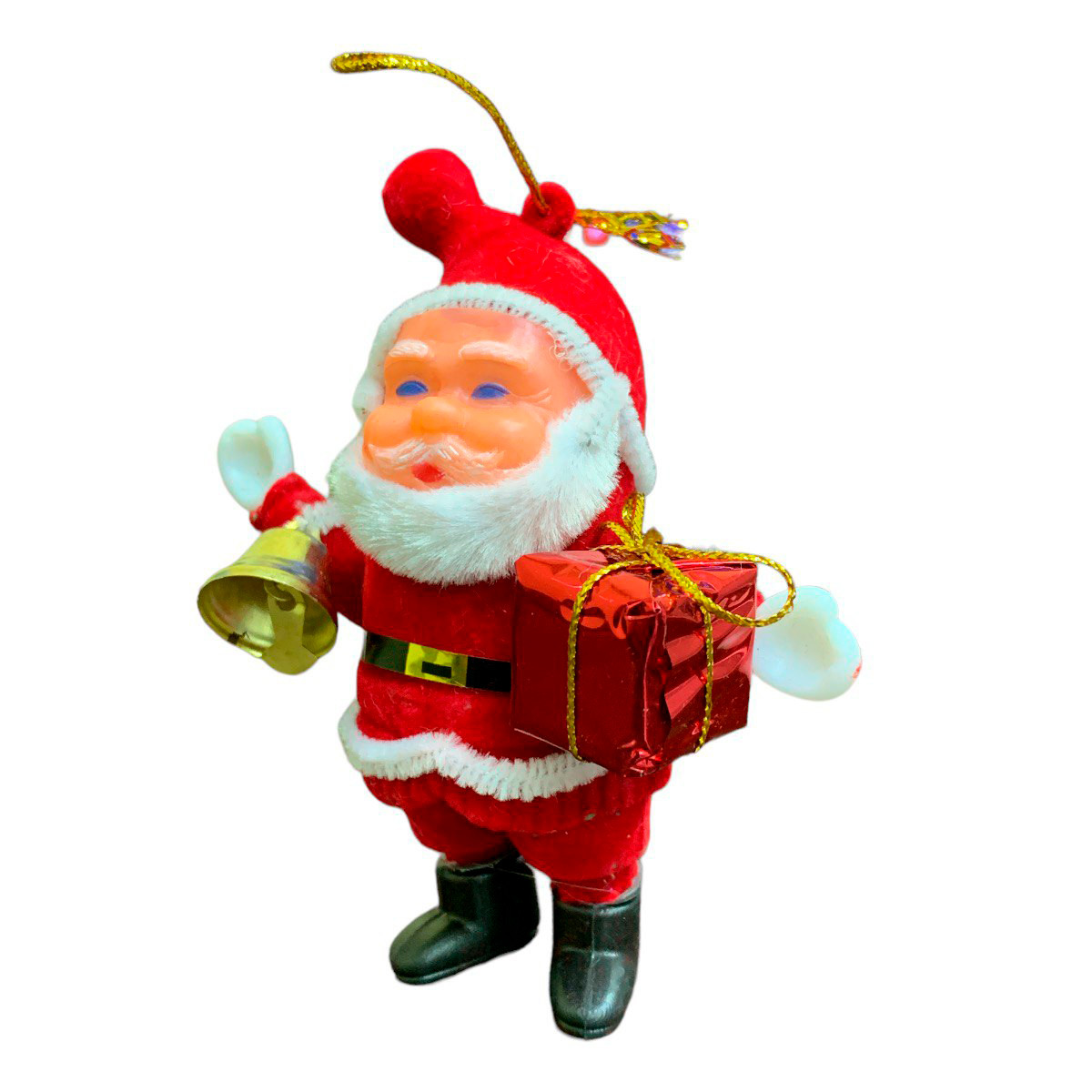 Boneco Papai Noel em Pé Vermelho e Marrom Segurando Lanterna e Coração 90cm  - Ref 73581001 D&A - CCS Decorações