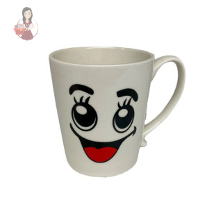 Caneca de Porcelana Branca com Carinha 330ml para Chá Café