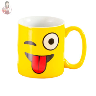 Caneca Emoticon Emoji Amarela De Porcelana 300 ml Terramada