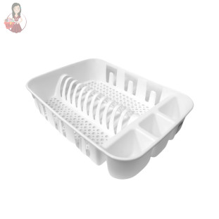 Escorredor de pratos talheres e copos 42,5cm plástico Branco 