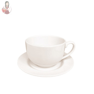 Conjunto 6 Xícaras Chá Cerâmica Branca Com Pires