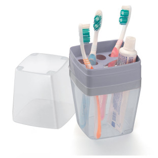 Porta Escova de Dente e Creme Dental com Tampa de Plástico