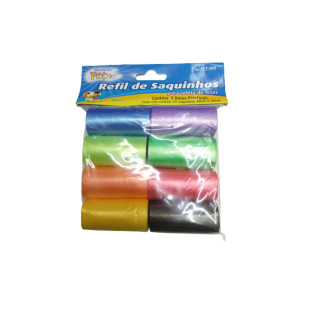 Kit Com 8 Saquinhos Plásticos P/Coleta De Fezes Colorido Pet 