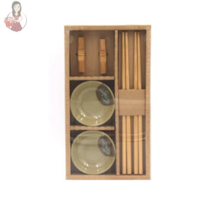 Kit Sushi 6 Peça Tigela Oriental Japones Hashi Bambu