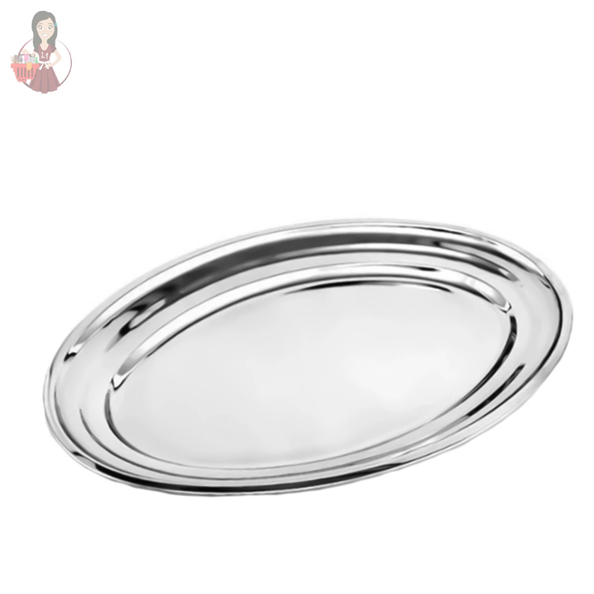 Bandeja Travessa Oval de Aço Inox para servir Porções 28,5cm