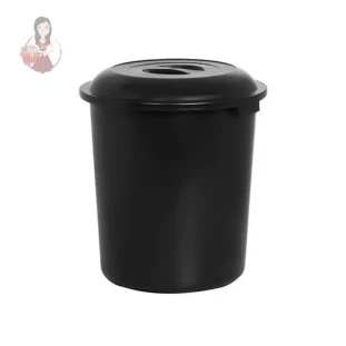Cesto De Lixo Com Tampa Preta 53L Lixeira Fechada Grande