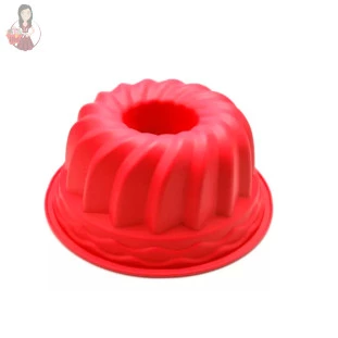 Forma Assadeira De Silicone Redonda Furo Bolo Pudim Torta