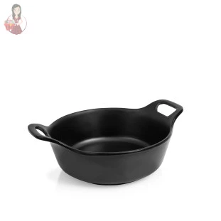 Mini Travessa Redonda c/ Alça Black 22,2 Cm Melamina 100% 