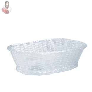 Cesta Porta Pão Oval Em Acrílico Palha 21x7x29,5cm