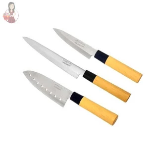 Kit 3 Faca Inox Japonesa Cozinha Cortes Sushi Sashimi Asia 