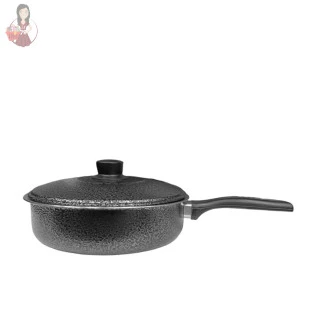 Frigideira com Tampa Craqueada Preto   N24 Aluminio Fundido 
