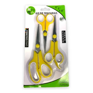 Kit 3 Tesouras Coloridas Multiuso 5"/ 7"/ 7,5" Para Cozinha