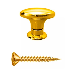 Puxador Oval Pequeno Dourado Com Parafuso 10un Para Armário