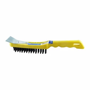 Kit 12 Escovas de Aço com Raspador Cabo Plástico