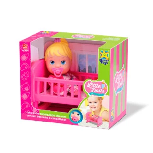 Boneca Com Bercinho e Chupetinha Little Dolls 