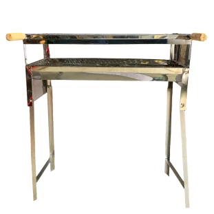 Churrasqueira Inox Grande Portátil Espetinho 55 x 25cm