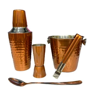 Kit Bar Coqueteira Com 5pçs Cobre Inox Balde De Gelo
