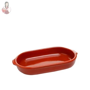 Travessa Refratária Assadeira Oval 450 ML Marrom Cerâmica 