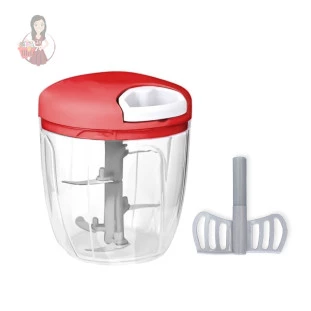 Processador E Triturador De Alimentos Manual  C/ 5 Lâminas 2em1 900ml