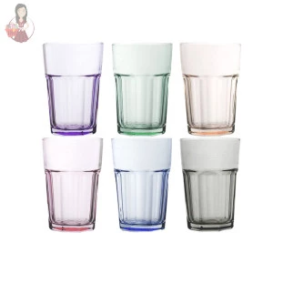 Conjunto De 6 Copos De Vidro Colorido Coral Aras 360 ml     