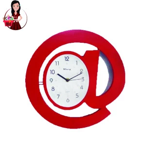Relógio De Parede Vermelho Arroba 30cm