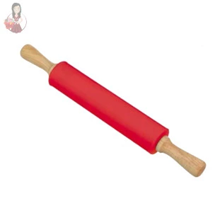 Rolo para massa De Madeira Com silicone 43,5cm vermelho