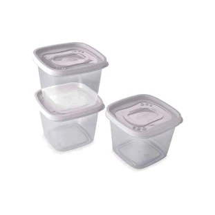 Conjunto de 3 Potes De Plástico Quadrado 1,2 L Clic 