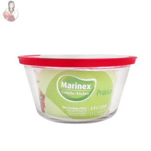 Tigela Redonda 2,4L Grande com Tampa Plástica Marinex