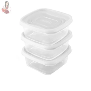 Conjunto 3 Potes Clic Quadrado Plastico 580 ml