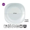 Jogo 5 Pratos Plaza Opaline Quadrado de Vidro Branco 27cm