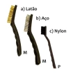 Kit Jogo Escovas 3 Pçs Limpeza Remoção Aço Inox Nylon Latão
