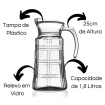 Jarra De Vidro 1,8l Com Tampa Com Tampa De Plástico Suco