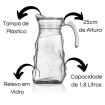 Jarra De Vidro Para Suco Água Chá Com Tampa Plástica 1,8L